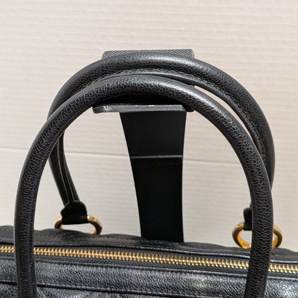 M-Brand Black Quilted Satchel with Red and Mint Stripe - Picture 5 of 13